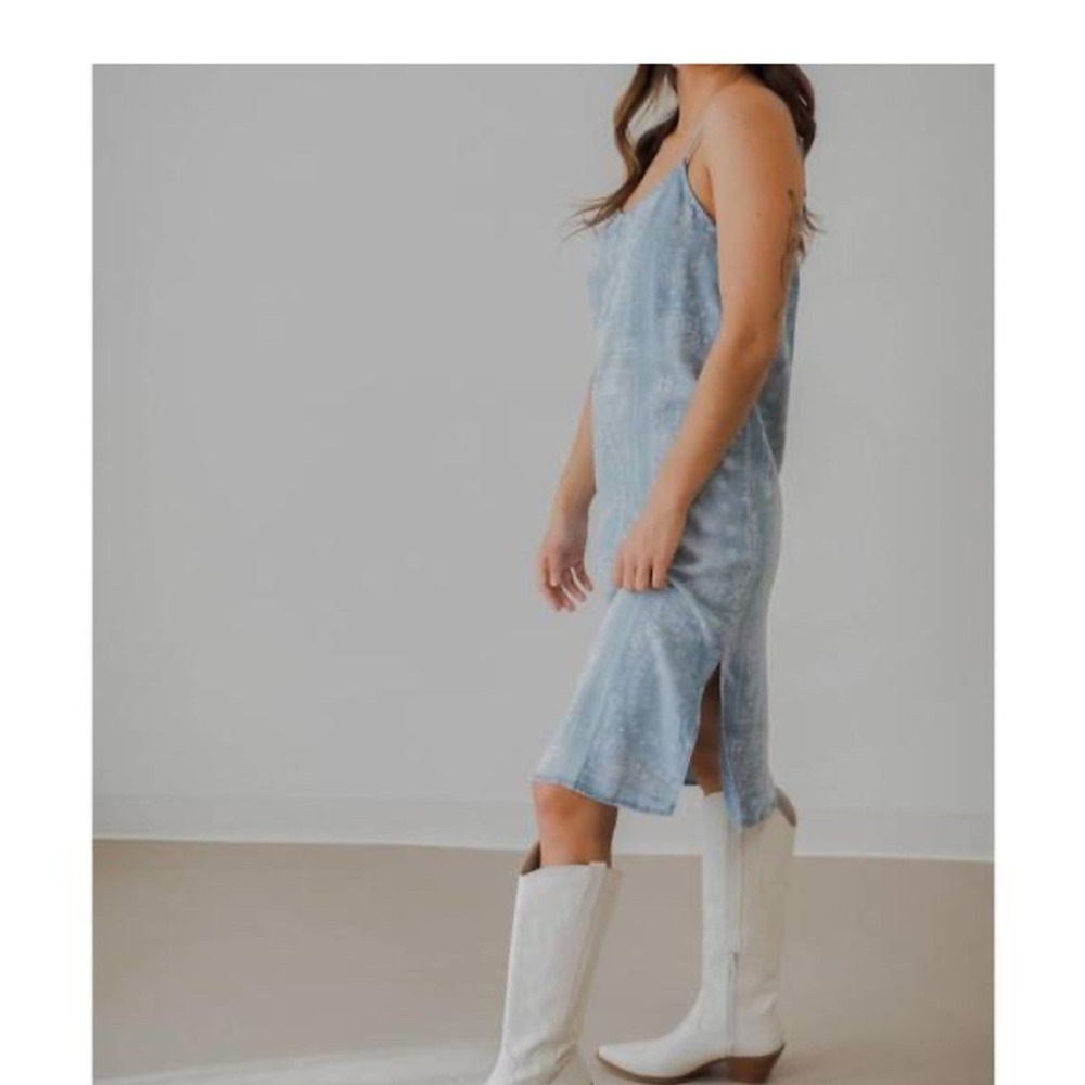 THREAD & SUPPLY Blue Country Cowgirl Bandana Dress Sz S